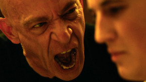 Fletcher (J.K. Simmons) yells for perfection from Andrew Neiman (Miles Teller) during band rehearsal for Whiplash. Image Copyright: Sony Pictures
